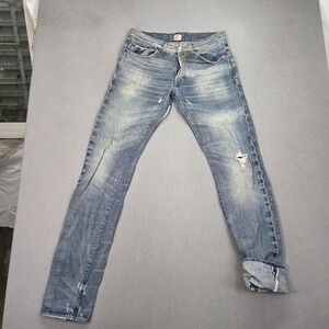 Energie Jeans Mens Blue Light Wash Skinny Selvedge Button Made Italy Fits 31x36